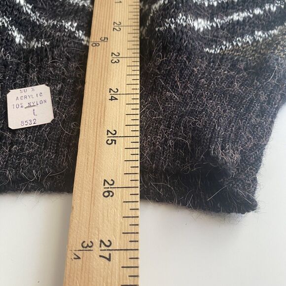 Le Tigre Sweater Mens Vintage Large USA Made Acrylic Grandpa Brown Black NEW - Picture 4 of 9